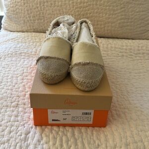 CASTAÑER 
"Kampala" frayed canvas espadrille sandals with linen trim.